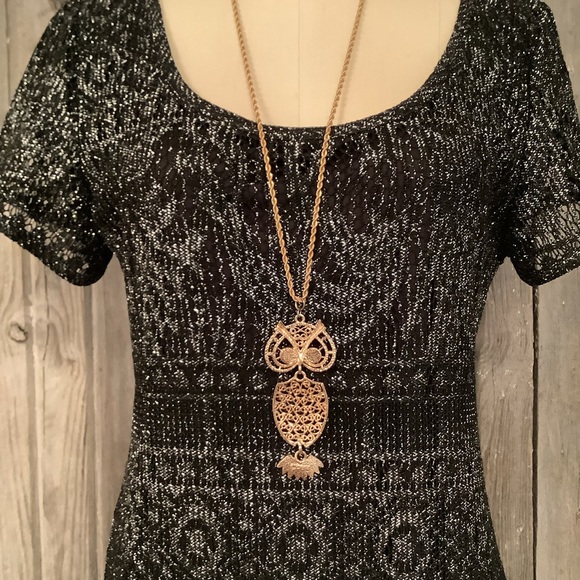 Vintage Sarah Coventry Owl Pendant Necklace Gold-tone - Picture 3 of 5